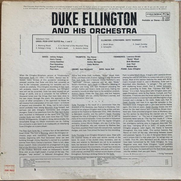 Master Release: Selections From Peer Gynt Suites Nos. 1 & 2 And Suite Thursday by Duke Ellington And His Orchestra
