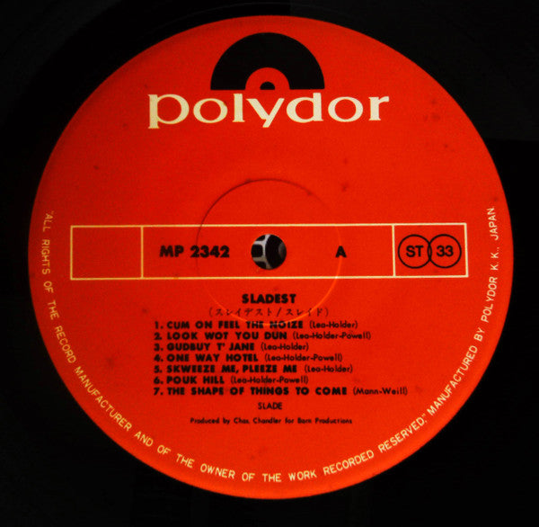 Release: Sladest-Vinyl-Japan-1974-MP 2342-20858122