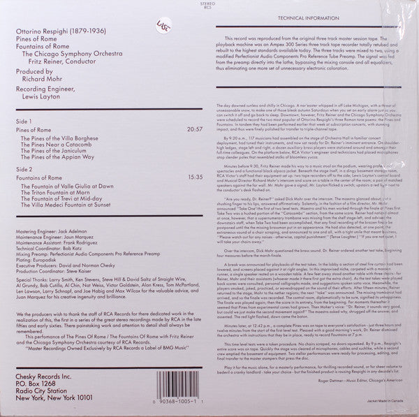 Release: Pines Of Rome / Fountains Of Rome-Vinyl-US-1984-RC5-10827669