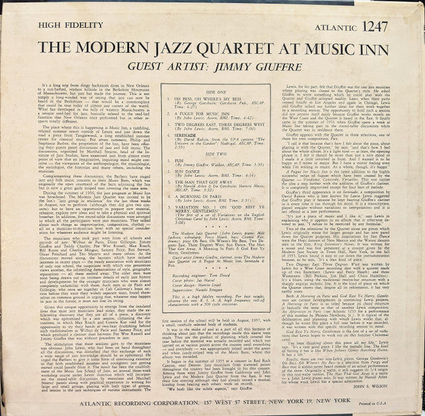 Release: The Modern Jazz Quartet At Music Inn-Vinyl-US-None-1247-12752462