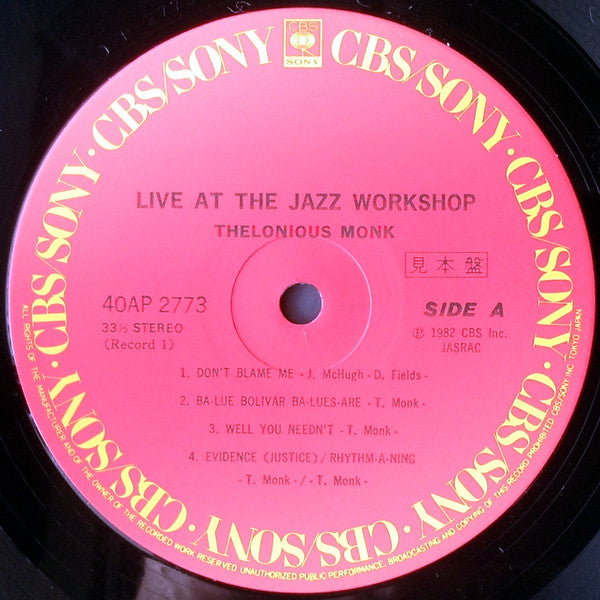 Release: Live At The Jazz Workshop-Vinyl-Japan-1984-40AP 2773~4-16425702