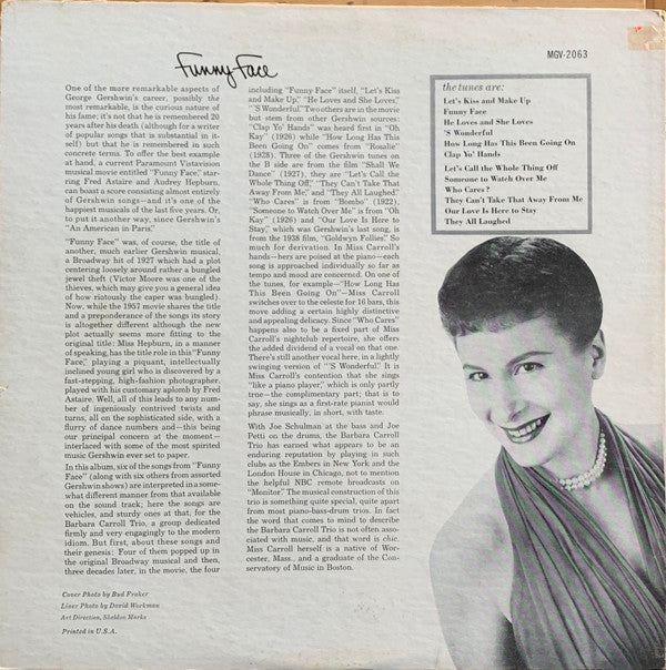 Master Release: Funny Face by Barbara Carroll Trio