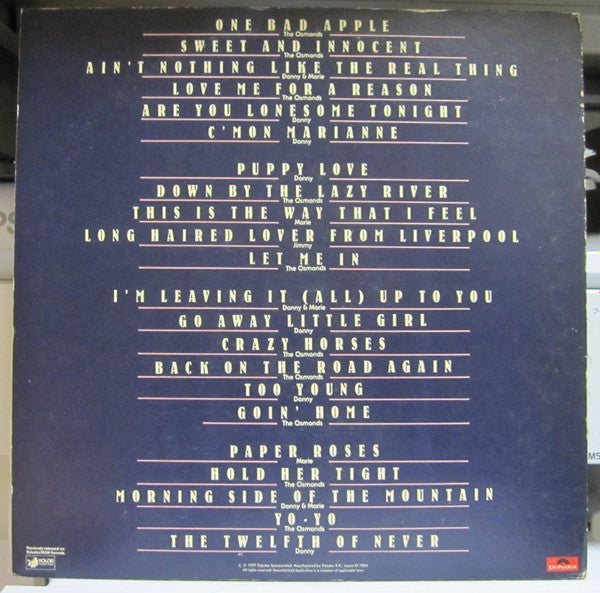 Release: The Osmonds Greatest Hits-Vinyl-Japan-1978-MPZ8117~8-20408569