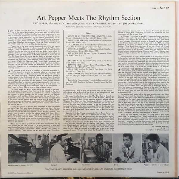Release: Art Pepper Meets The Rhythm Section-Vinyl-US-None-S7532-14858240