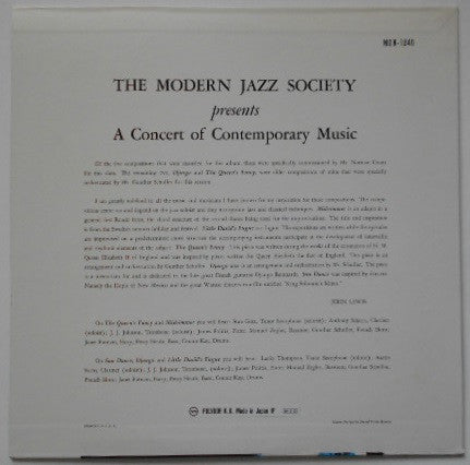 Release: Presents A Concert Of Contemporary Music-Vinyl-Japan-1989-MG N-1040, MGN1040-10208223