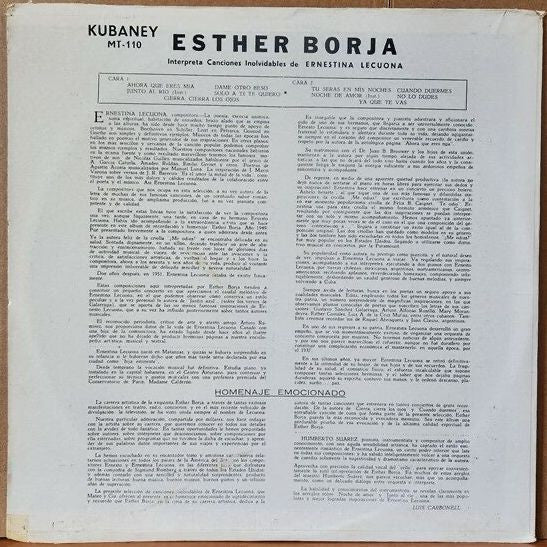 Master Release: Esther Borja Canta Canciones Inolvidables De Ernestina Lecuona by Esther Borja