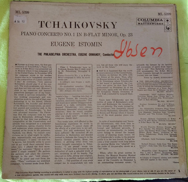 Release: Piano Concerto No. 1-Vinyl-US-None-ML 5399-24670241