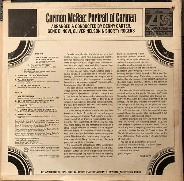 Release: Portrait Of Carmen-Vinyl-US-1968-8165-16982427