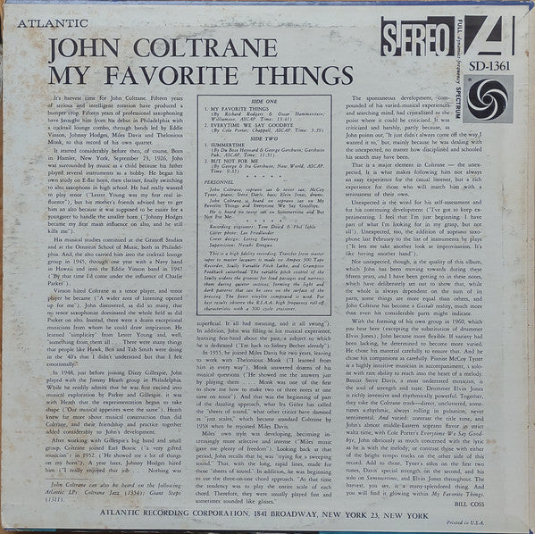 Release: My Favorite Things-Vinyl-US-1975-SD-1361, SD 1361-29367226
