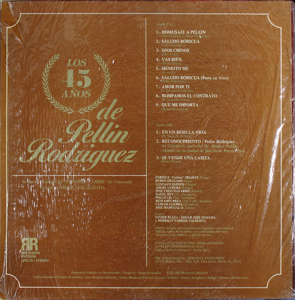 Release: Los 45 Años de Pellin Rodriguez-Vinyl-Puerto Rico-1985-LPR-129-15090574
