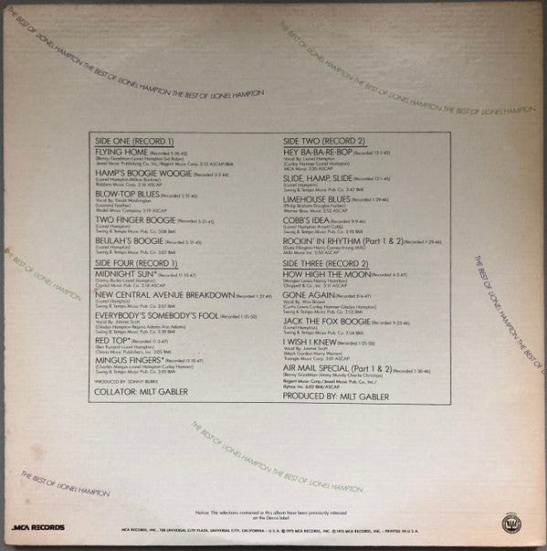 Master Release: The Best Of Lionel Hampton by Lionel Hampton