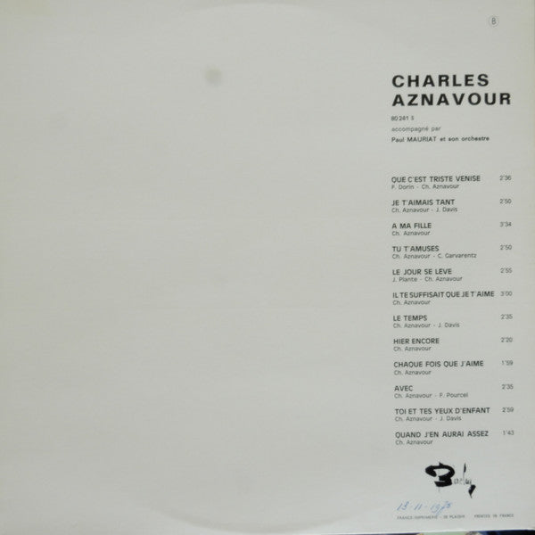 Master Release: Charles Aznavour Accompagné Par Paul Mauriat Et Son Orchestre by Charles Aznavour