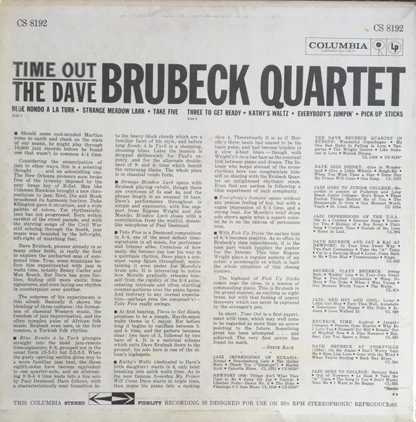 Release: Time Out-Vinyl-US-None-CS 8192-33300435