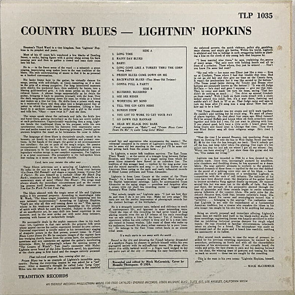 Master Release: Country Blues by Lightnin' Hopkins