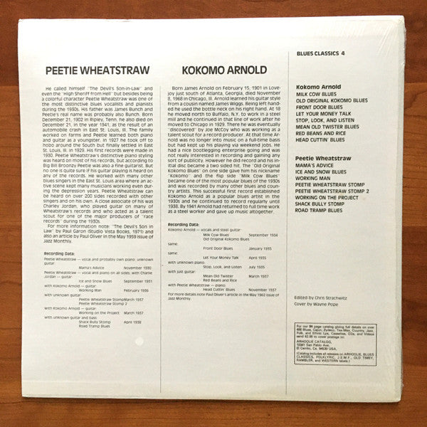 Master Release: Blues Classics By Kokomo Arnold / Peetie Wheatstraw by Kokomo Arnold