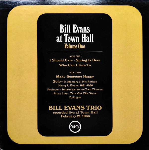 Bill Evans At Town Hall..... Volume One