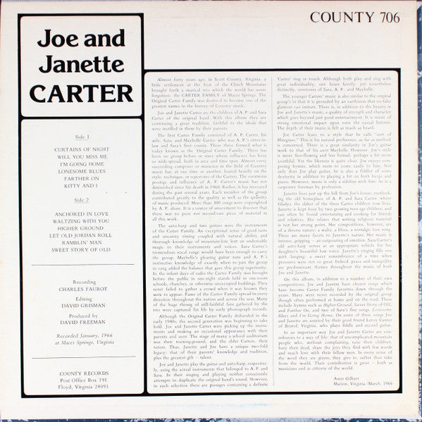 Release: Sing Carter Family Favorites-Vinyl-US-None-706-12245673