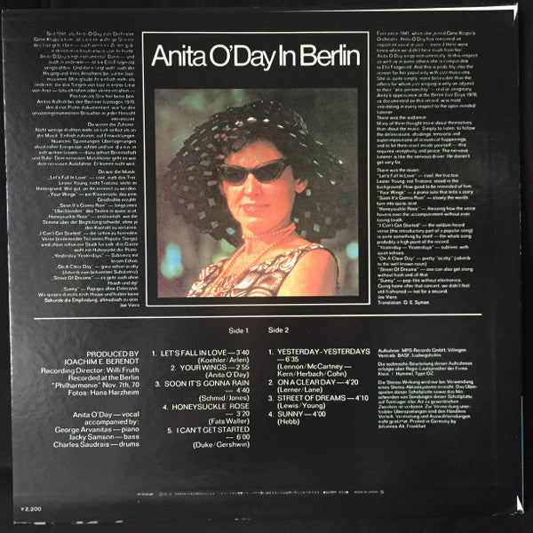 Release: Anita O'Day In Berlin, Recorded Live At The Berlin Jazz Festival-Vinyl-Japan-1974-YP-7018-MP-10189102