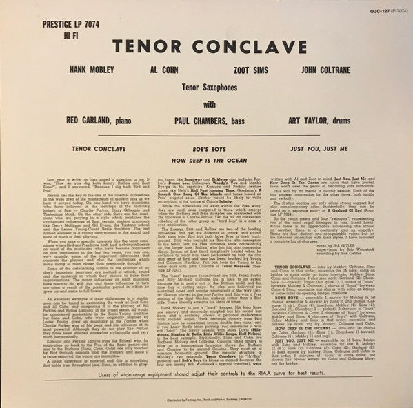 Master Release: Tenor Conclave by Hank Mobley