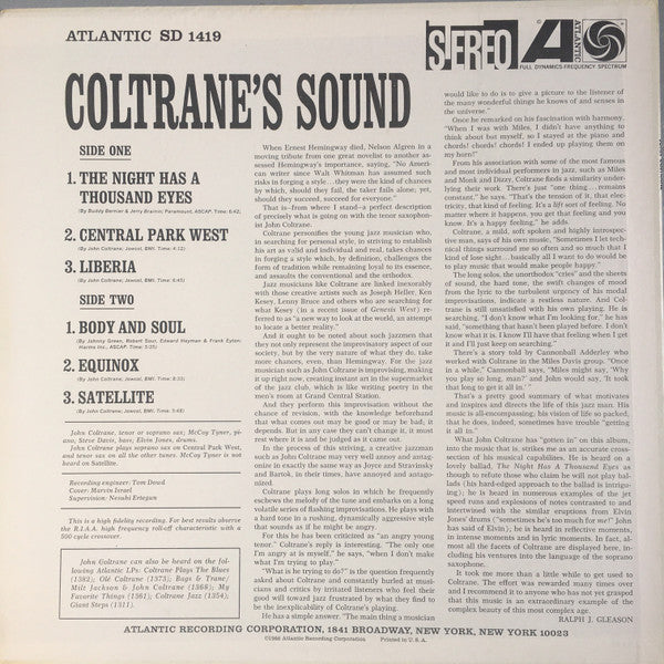 Release: Coltrane's Sound-Vinyl-US-1975-SD 1419-11077528