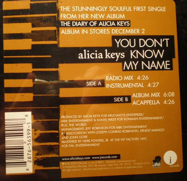 Release: You Don't Know My Name-Vinyl-US-2003-82876-56599-1-1314345