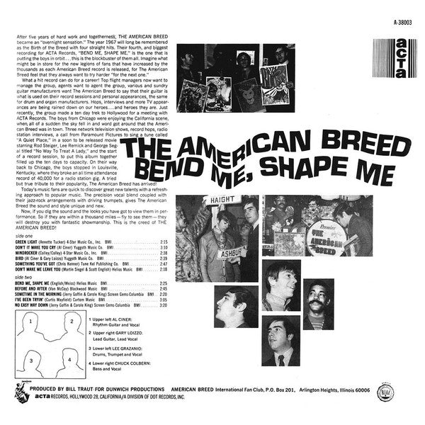 Release: Bend Me, Shape Me-Vinyl-US-1968-A-38003-1699508