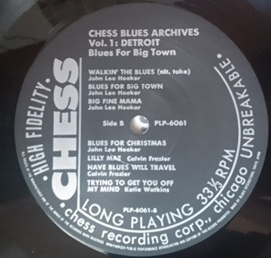 Master Release: Blues For Big Town - Chess Blues Archives Vol.1: Detroit by Various