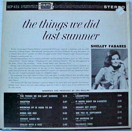 Release: The Things We Did Last Summer-Vinyl-US-1962-SCP 431-8911778
