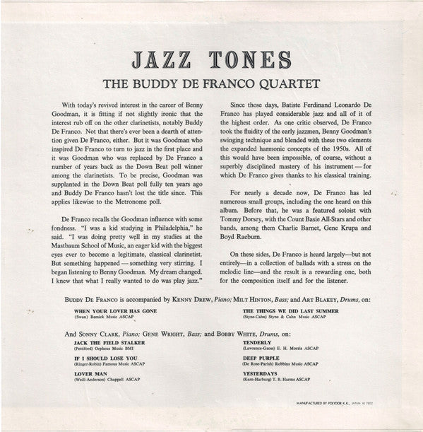 Master Release: Jazz Tones by Buddy DeFranco Quartet