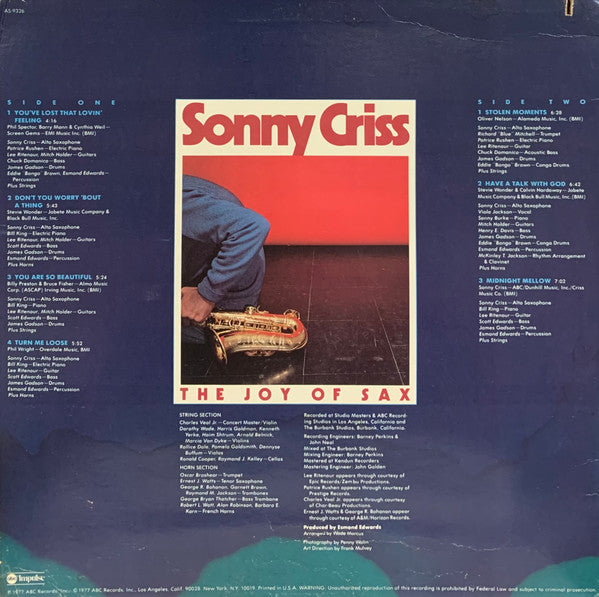 Master Release: The Joy Of Sax by Sonny Criss