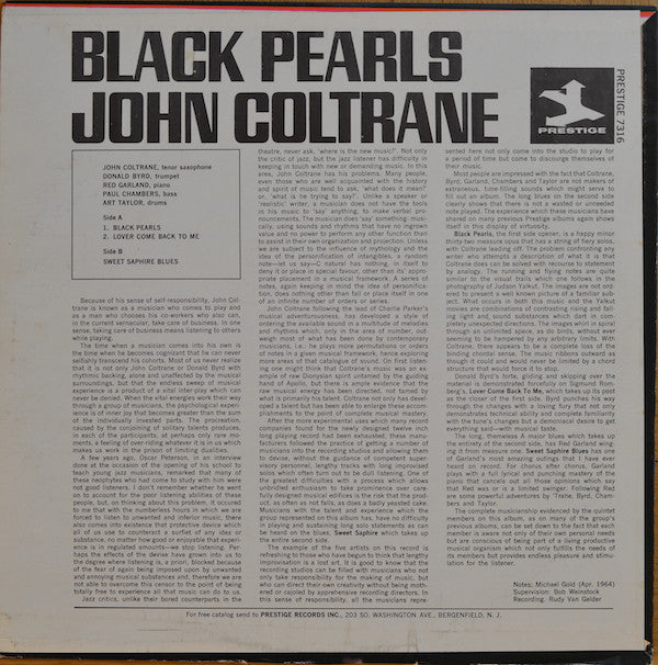 Master Release: Black Pearls by John Coltrane