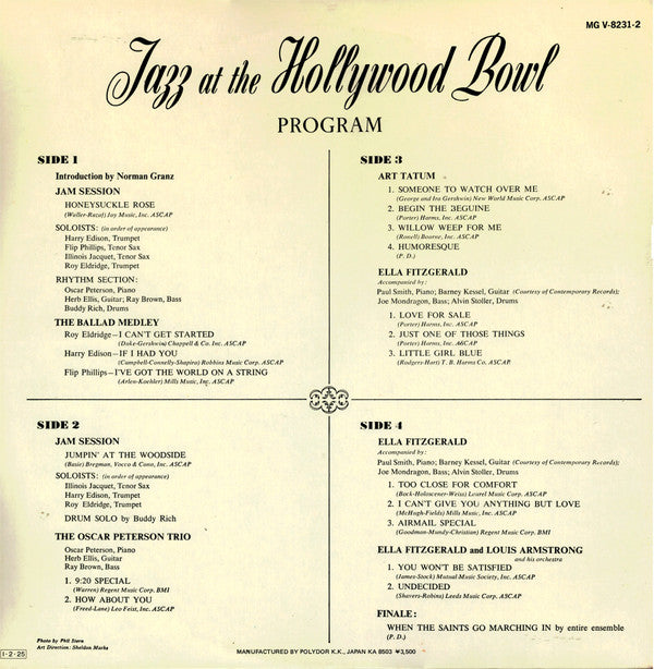 Release: Jazz At The Hollywood Bowl-Vinyl-Japan-1985-35MJ 3405/6-5695262