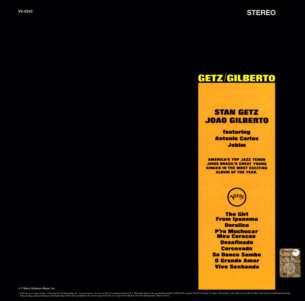 Release: Getz / Gilberto-Vinyl-UK & Ireland-2016-V6-8545, 009 8545-8572467