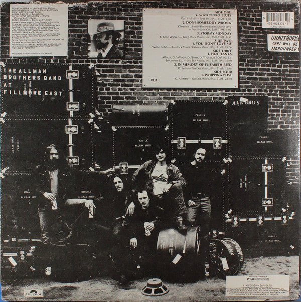 Release: The Allman Brothers Band At Fillmore East-Vinyl-US-1986-CPN-2-0131-7434772