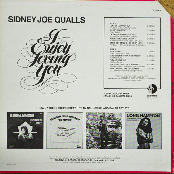 Master Release: I Enjoy Loving You by Sidney Joe Qualls