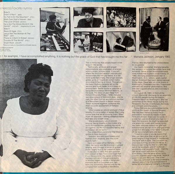 Mahalia Jackson Sings America's Favorite Hymns