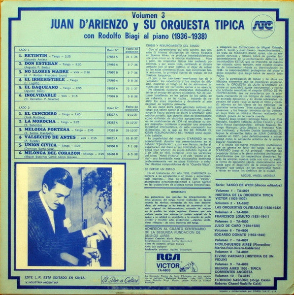 Release: D'Arienzo - Biagi - (1936-1938)-Vinyl-Argentina-1980-TA-4803-6906900