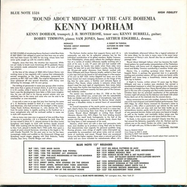 Release: 'Round About Midnight At The Cafe Bohemia-Vinyl-US-1972-1524, BLP 1524-5758449