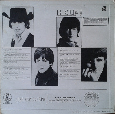 Release: Help!-Vinyl-UK-1969-PCS 3071-5014401