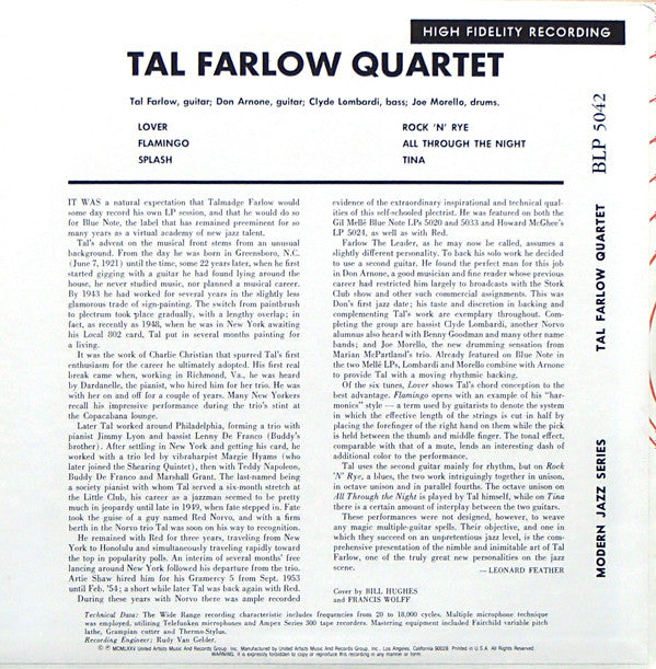 Release: Tal Farlow Quartet-Vinyl-US-1975-BLP 5042-6626902