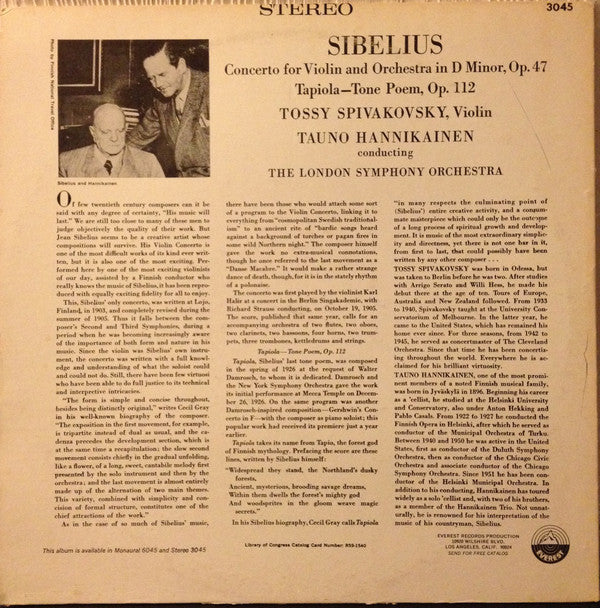 Master Release: Concerto In D Minor, Op. 47 For Violin And Orchestra / Tapiola, Op. 112 (Tone Poem)  by Jean Sibelius