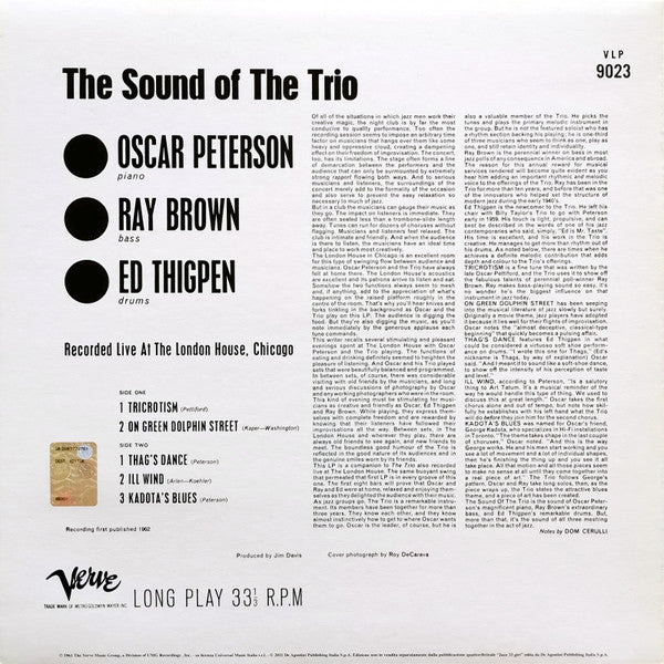Release: The Sound Of The Trio-Vinyl-Italy-2014-VLP 9023-6594462