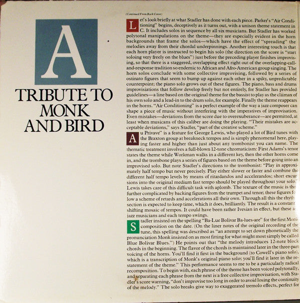 Master Release: A Tribute To Monk And Bird by Thad Jones