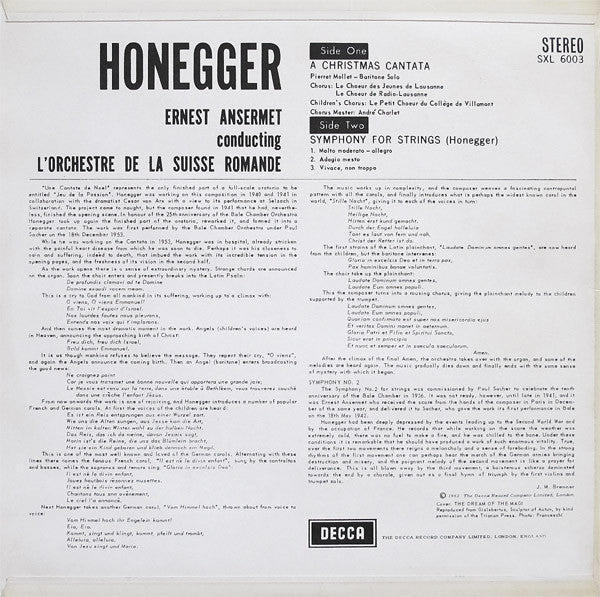 Release: Christmas Cantata / Symphony For Strings-Vinyl-UK-1962-SXL 6003-5046911