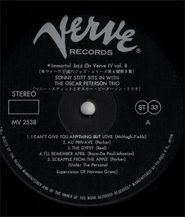 Release: Sonny Stitt Sits In With The Oscar Peterson Trio-Vinyl-Japan-1975-MV 2538-6164835