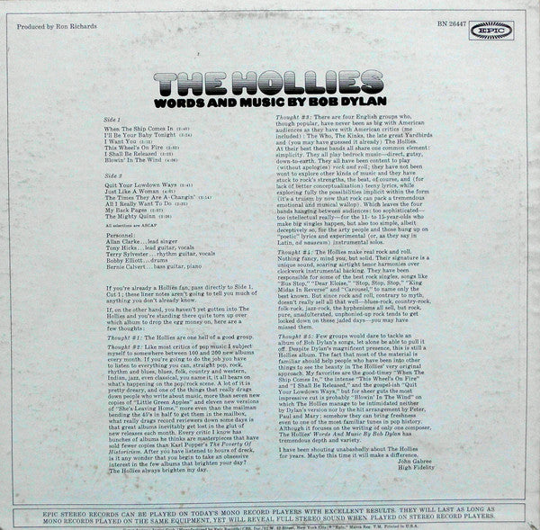 Release: Hollies Sing Dylan-Vinyl-US-None-BN 26447-9166028