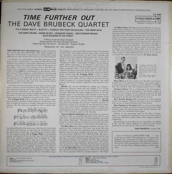 Master Release: Time Further Out (Miro Reflections) by The Dave Brubeck Quartet