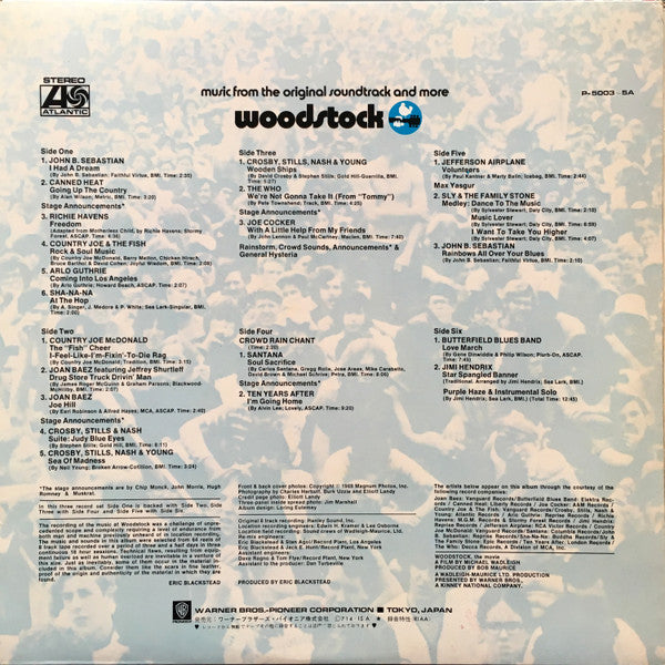 Release: Woodstock - Music From The Original Soundtrack And More-Vinyl-Japan-1971-P-5003•4•5A, P-5003~5A-8704293