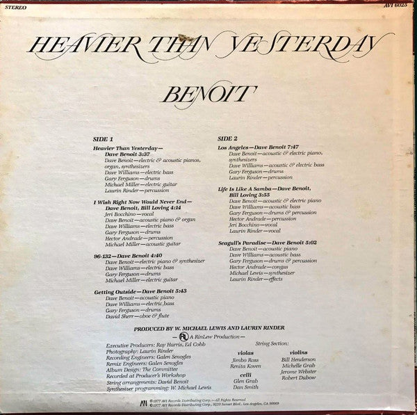 Release: Heavier Than Yesterday-Vinyl-US-1977-AVL-6025, AVI-6025, AVI6025-2366701