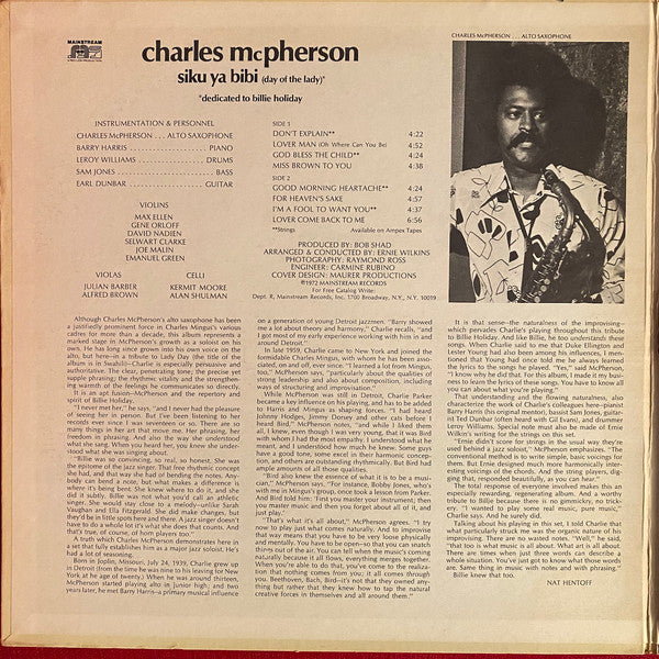 Master Release: Siku Ya Bibi (Day Of The Lady) by Charles McPherson